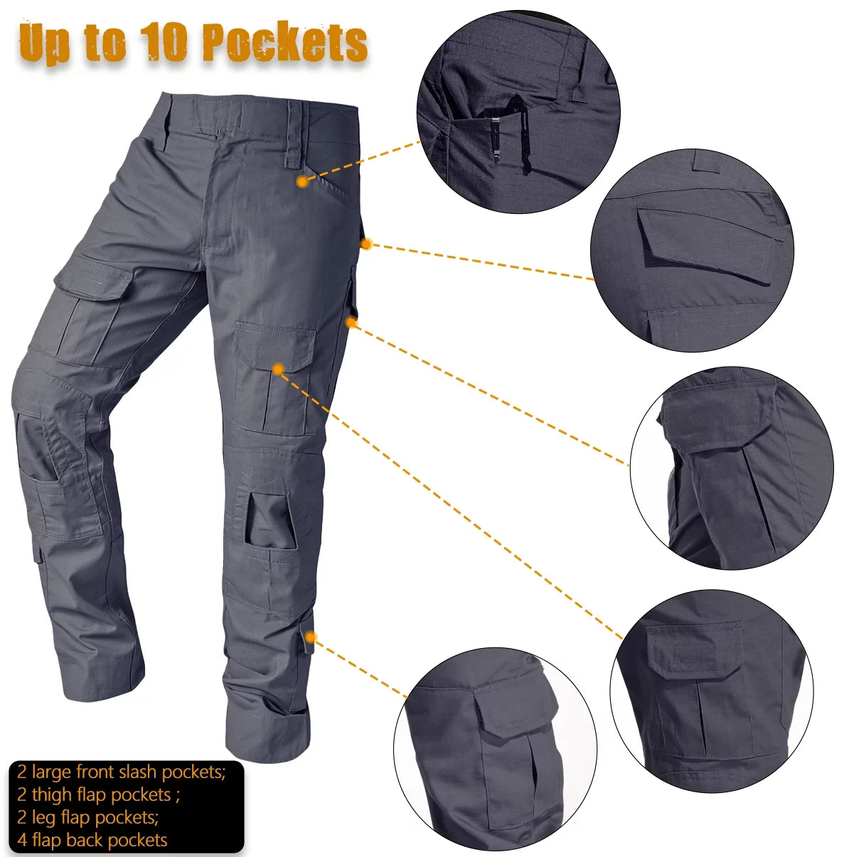 Men's Outdoor Hiking Cargo Work Pants with 10 Pockets Z5476