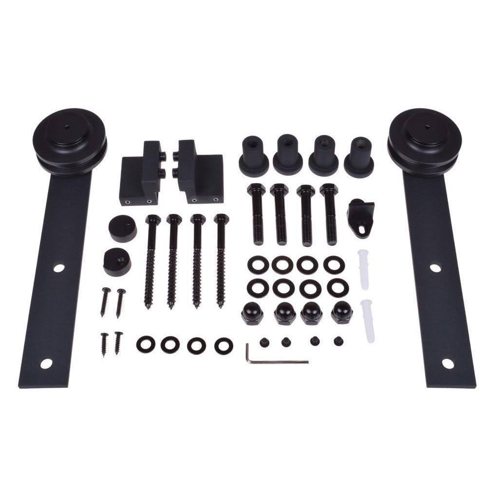 Unfinished Paneled Wood Barn Door with Installation Hardware Kit U767970
