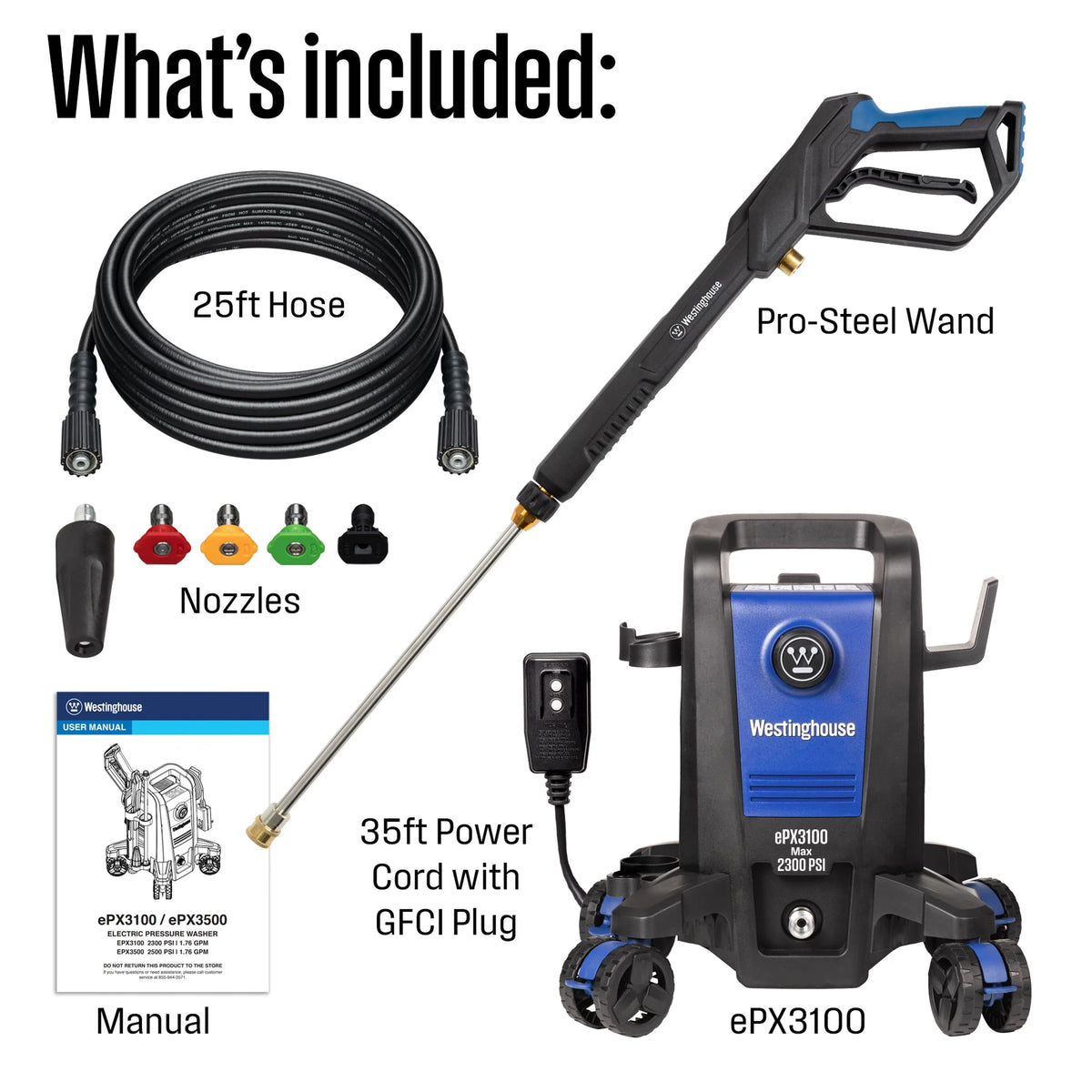Electric Pressure Washer 2500-PSI 1.76-GPM 5 Nozzles S245