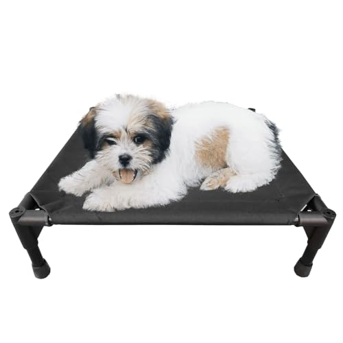 Elevated Dog Bed with Metal Frame, Cooling Raised Pet Cot (Small-18.5x18.5x5.5 inch, Black) M9880