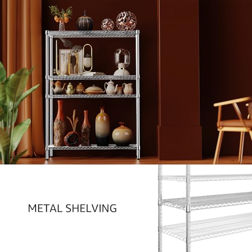 4 Tier Adjustable Heavy Duty Metal Wire Shelving Unit F6532