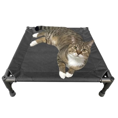 Elevated Dog Bed with Metal Frame, Cooling Raised Pet Cot (Small-18.5x18.5x5.5 inch, Black) M9880