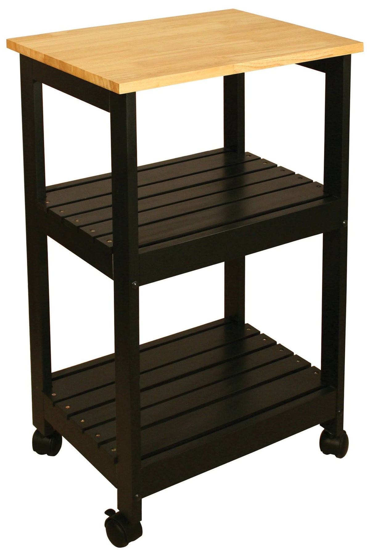 Utility Kitchen Cart Black Base Natural Top Z91325