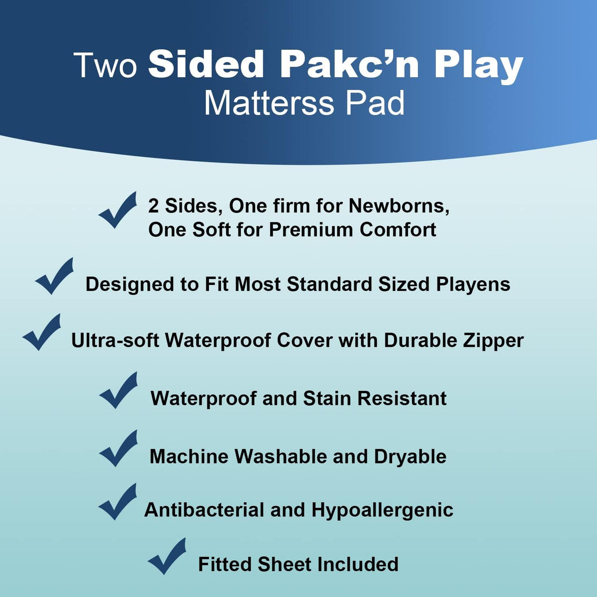 Pack n Play Mattress Pad, Dual Sided Portable Foldable Playard Mattress O994