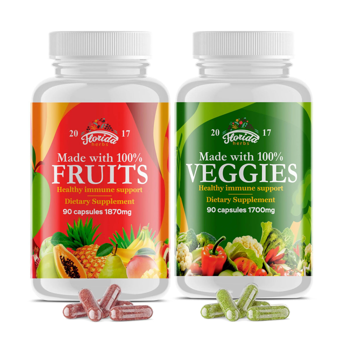 90 Fruit and 90 Veggie Capsules Vegan Supplement N598885