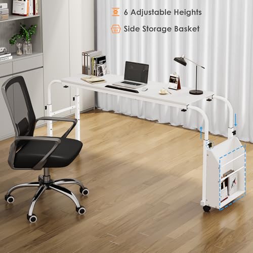 Brown Mobile Bed Desk with Wheels F2655