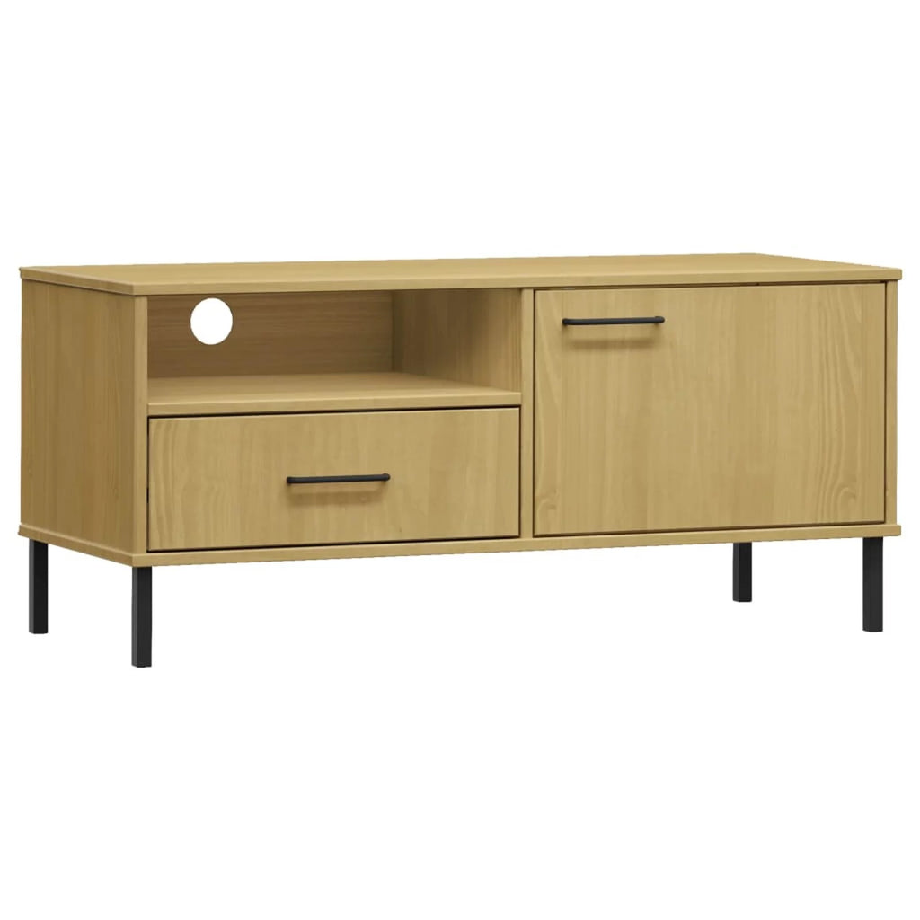 Pine Wood TV Cabinet with Storage Drawer, Door and Shelf B860