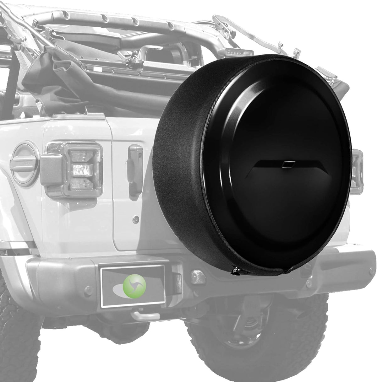 Bright White Painted Plastic Face Black Powder-Coated Ring Tire Cover A659822