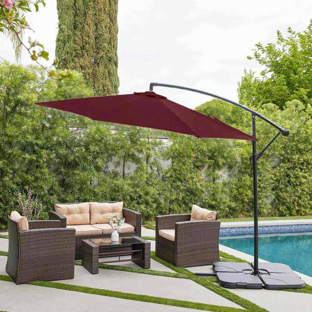 10 ft Offset Cantilever Umbrella with Cross Base, Gray M903653