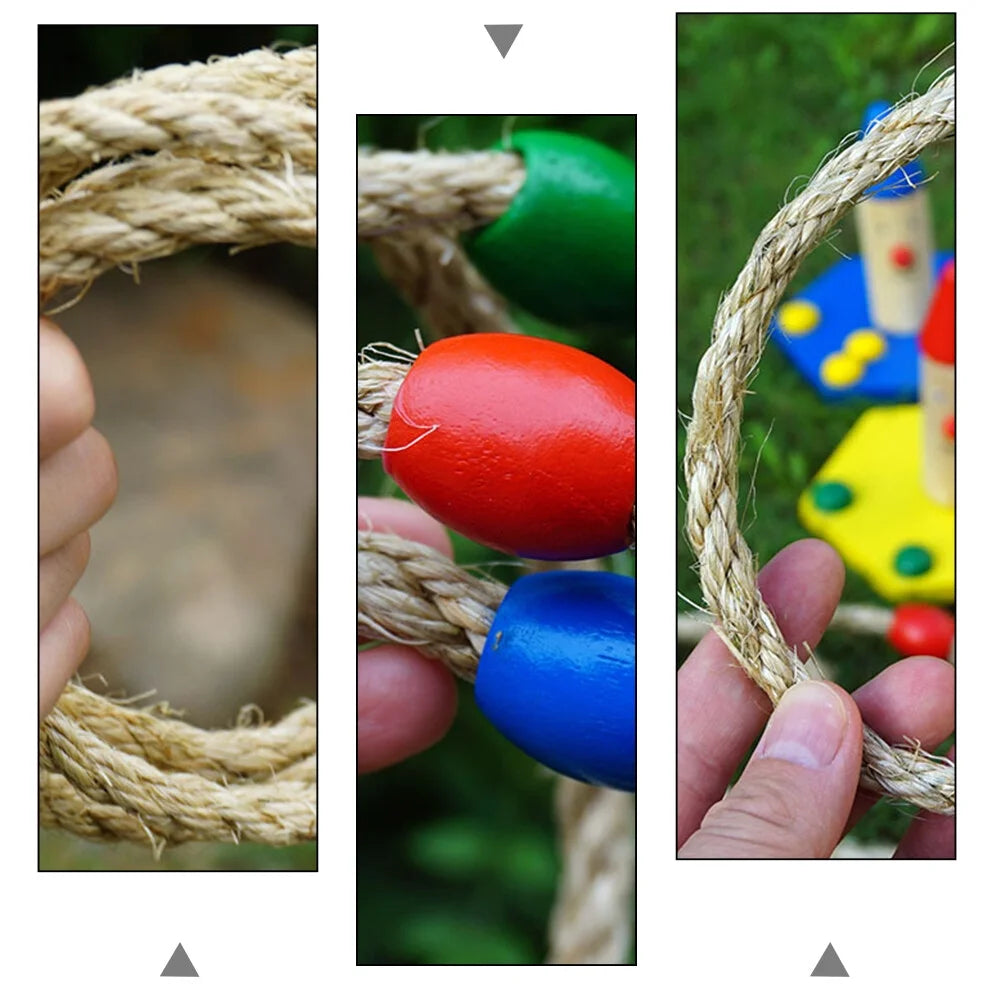 10 PCS Wooden Ring Toss Game Toys O57299