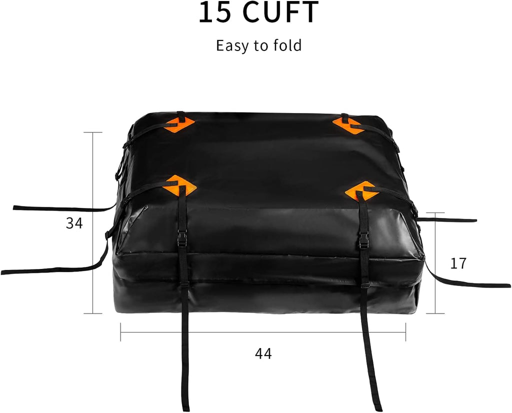 15 Cubic Feet Waterproof Car Roof Bag Cargo Carrier with Anti-Slip Mat U2065