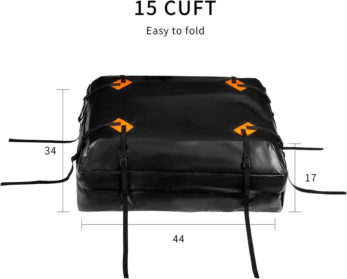 15 Cubic Feet Waterproof Car Roof Bag Cargo Carrier with Anti-Slip Mat U2065