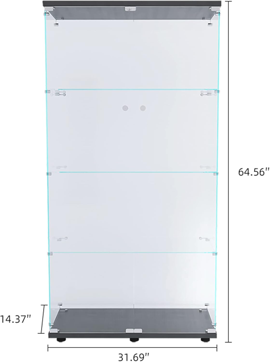 Black Two Door Glass Display Cabinet with 4 Shelves F31819