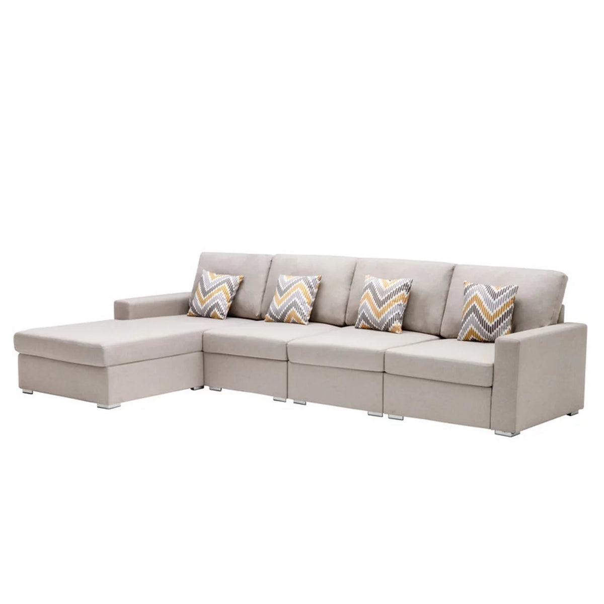 4pc Reversible Sectional Chaise Sofa with Pillows A6615