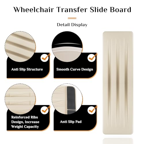 Heavy-Duty Wood Sliding Transfer Board with Handles, 330lbs F917457