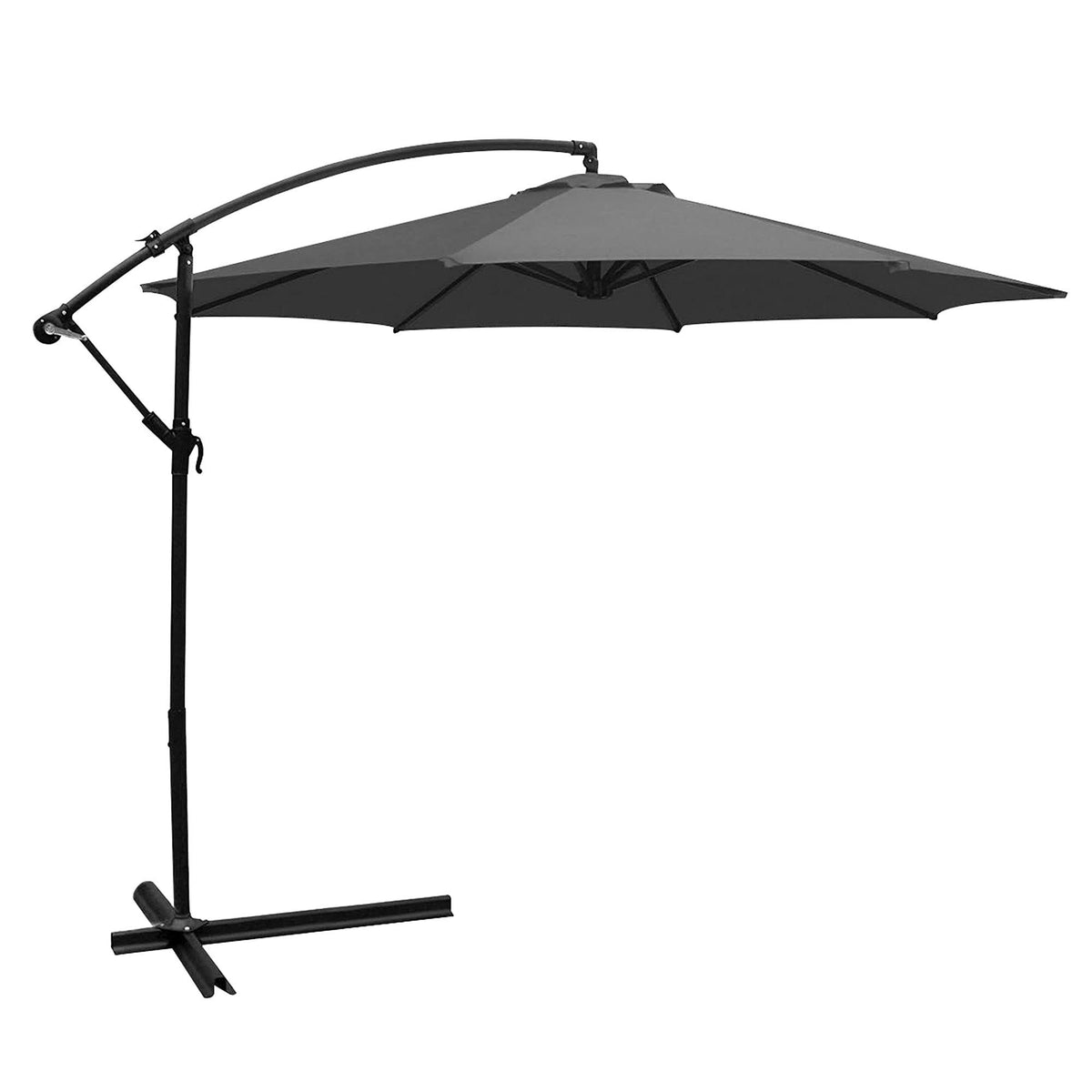 10 ft Offset Cantilever Umbrella with Cross Base, Gray M903653