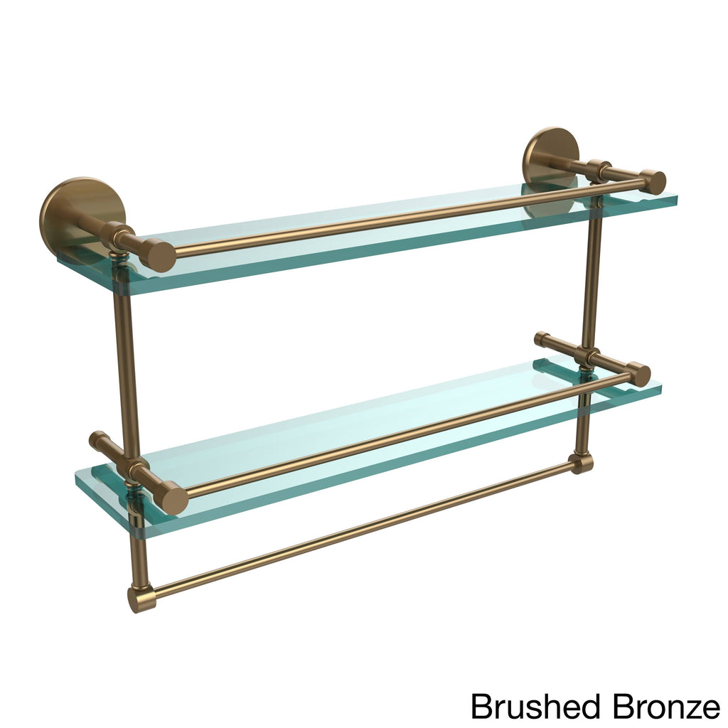 Double Glass Shelf with Towel Bar - Brushed Bronze - 22 inch H45118