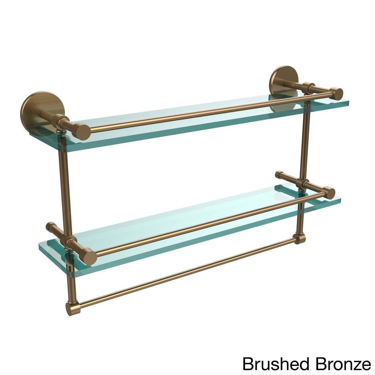 Double Glass Shelf with Towel Bar - Brushed Bronze - 22 inch H45118