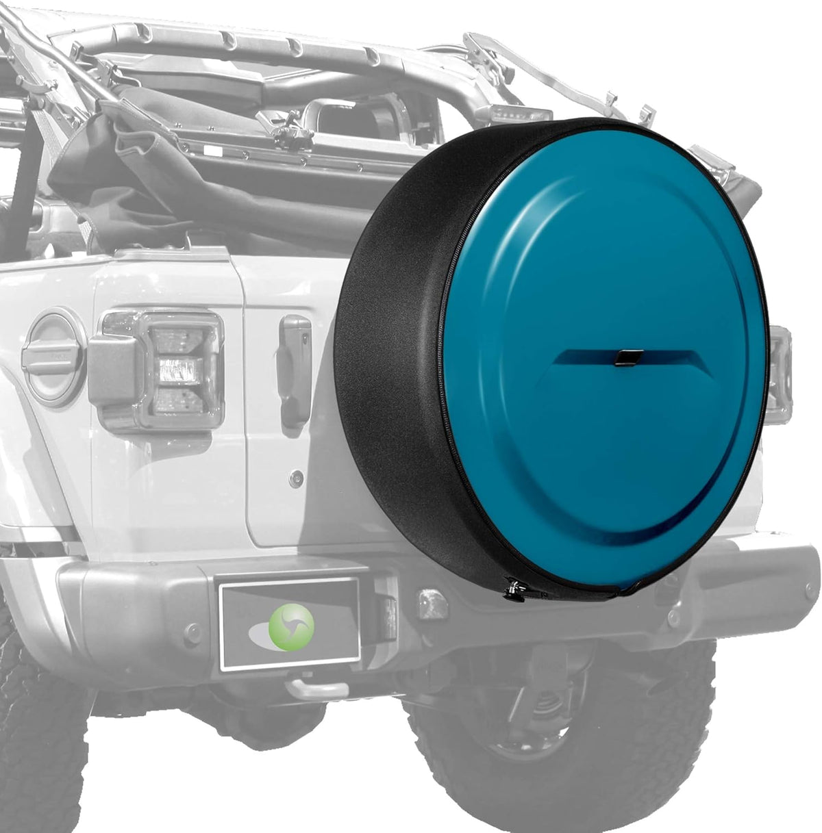 Bright White Painted Plastic Face Black Powder-Coated Ring Tire Cover A659822