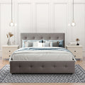 Light Gray Linen Upholstered Queen Size Platform Bed with Headboard Y22196