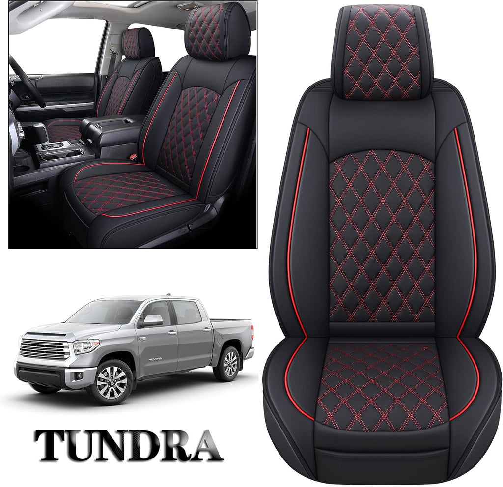 Waterproof Faux Leather Full Seat Covers 5 PCS Full Set Black-Red I581207