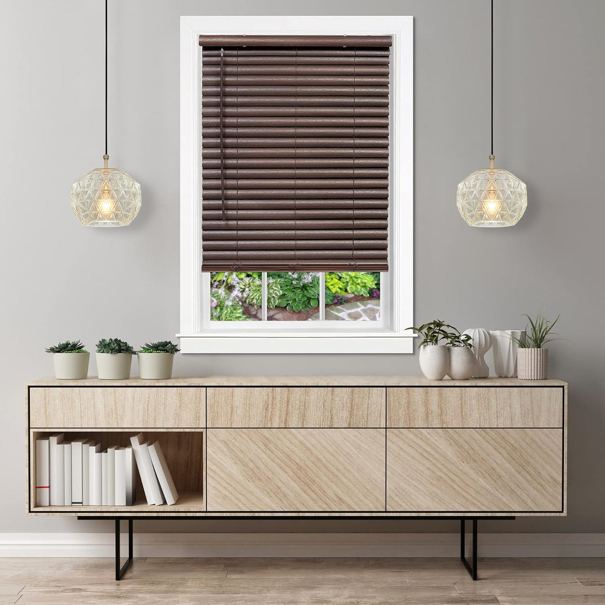 32x64 Mahogany Cordless Vinyl Plantation Blind T99816