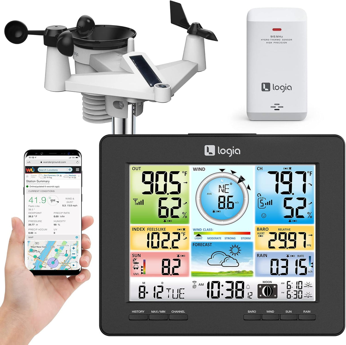7-in-1 Wi-Fi Solar Weather Station with Color Console N254682