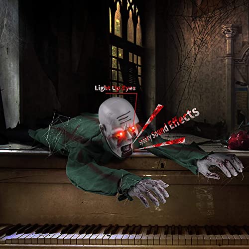 Scary Climbing Zombie Skeleton with Glowing Red Eyes and Creepy Sound I51782