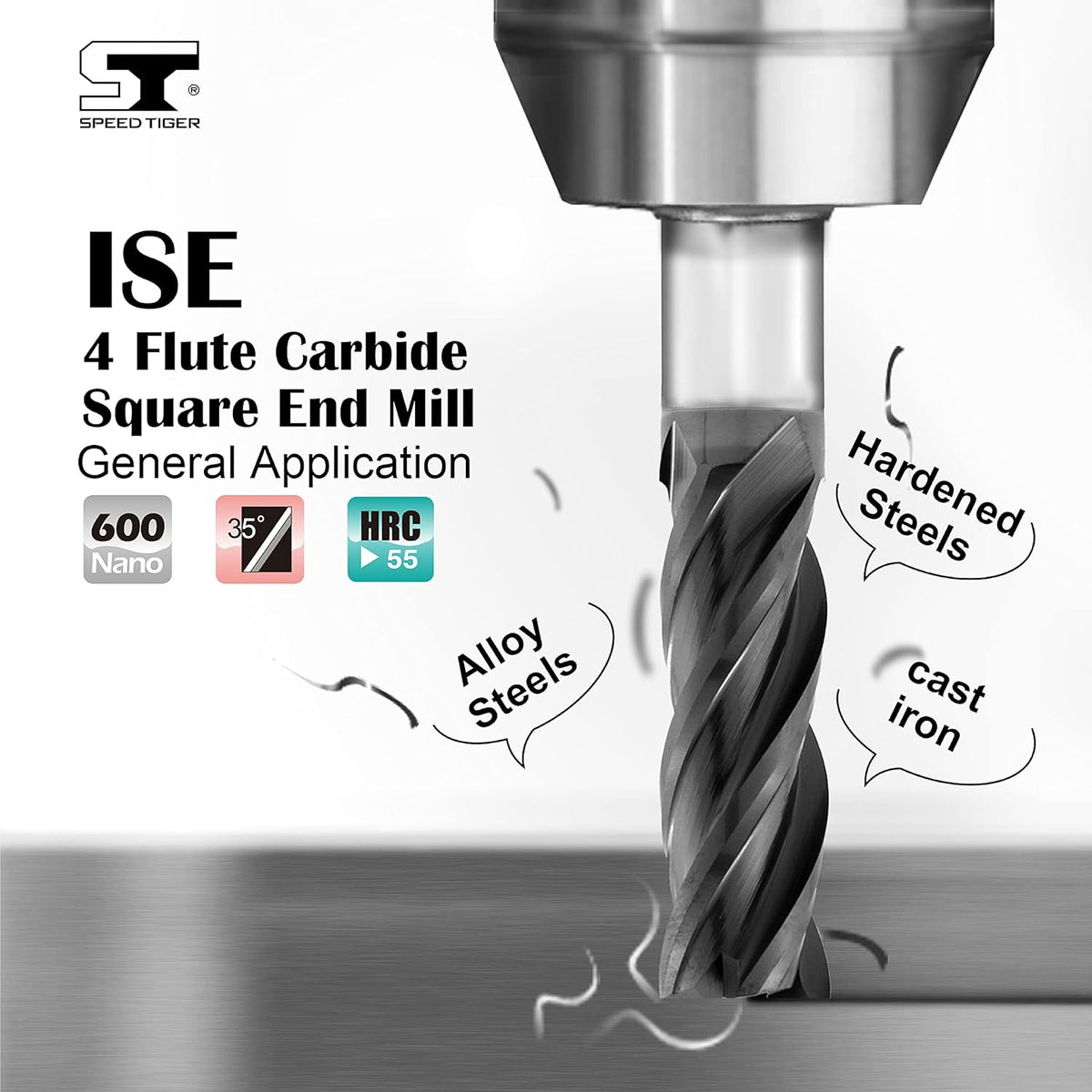 Carbide Square End Mill 4 Flute 5 Pieces 1/2 A707931