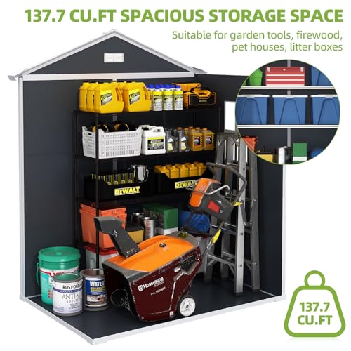 LightGray Resin Outdoor Storage Shed 6x4.4FT with Floor M388
