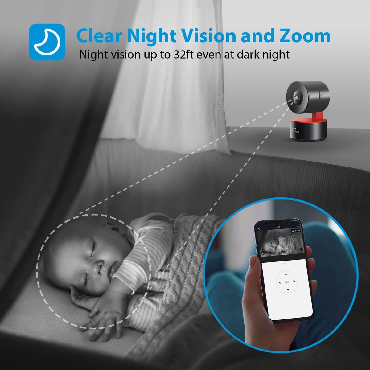 Indoor WiFi Security Camera 1080P Night Vision 2 Way Audio O245