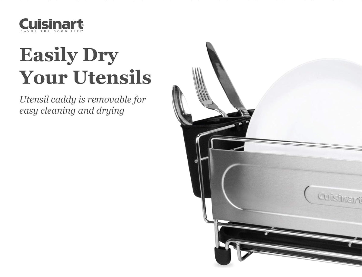 Stainless Steel Dish Drying Rack with Utensil Caddy and Draining Board K342