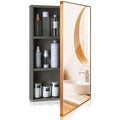 Light Grey 16 x 24 inch Wall Mounted Framed Medicine Cabinet with Mirror Z183212