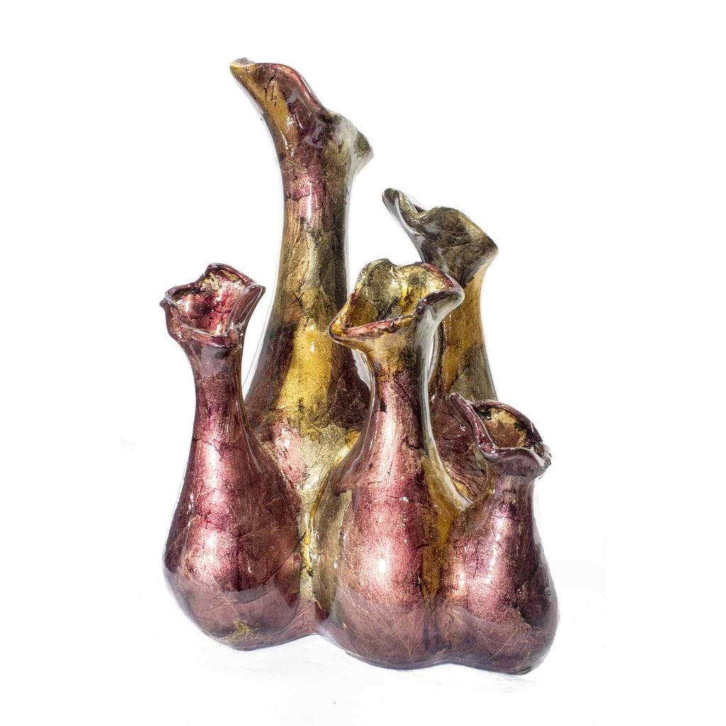 Copper Red Gold Ceramic 5-Bud Vase C469419