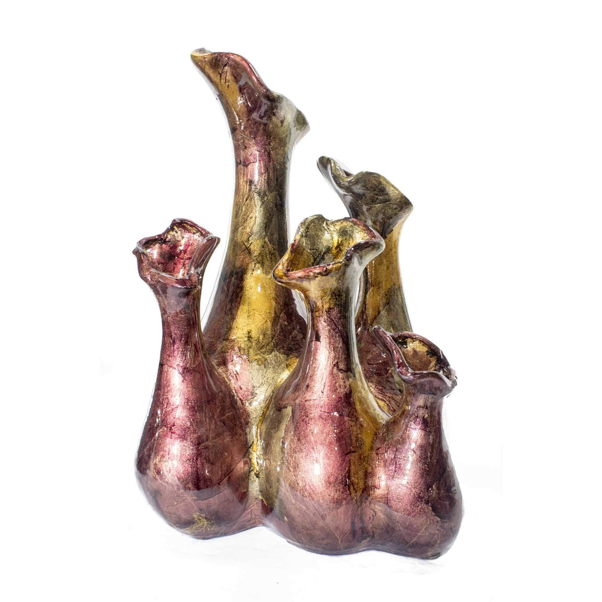 Copper Red Gold Ceramic 5-Bud Vase C469419
