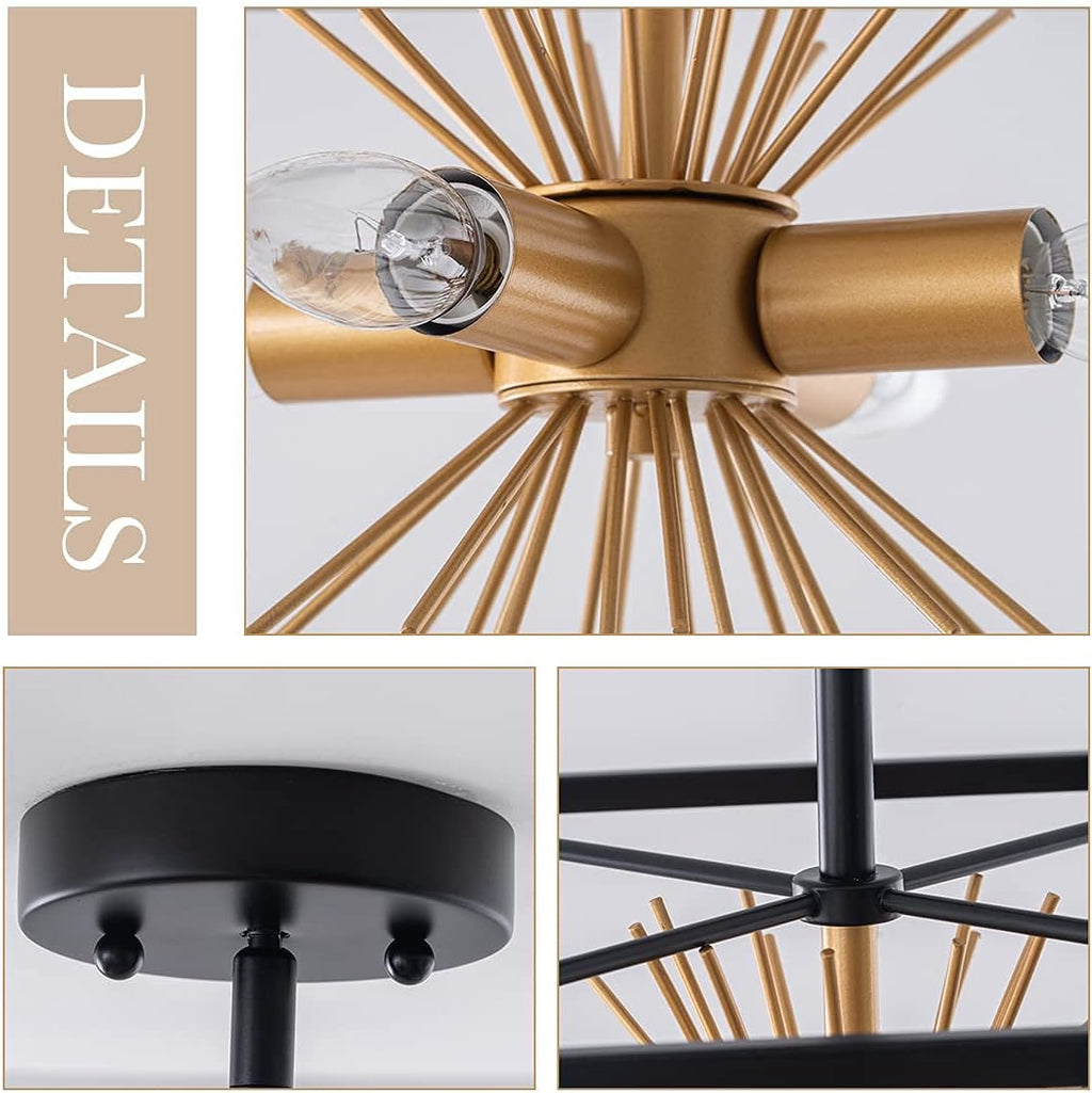 Gold 4-Light Semi-Flush Mount Ceiling Light Fixture E884