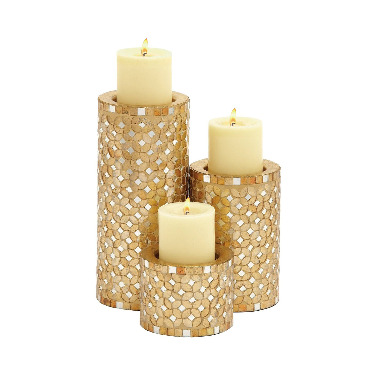 Metal Mosaic Candle Holders Set of 3 B72414