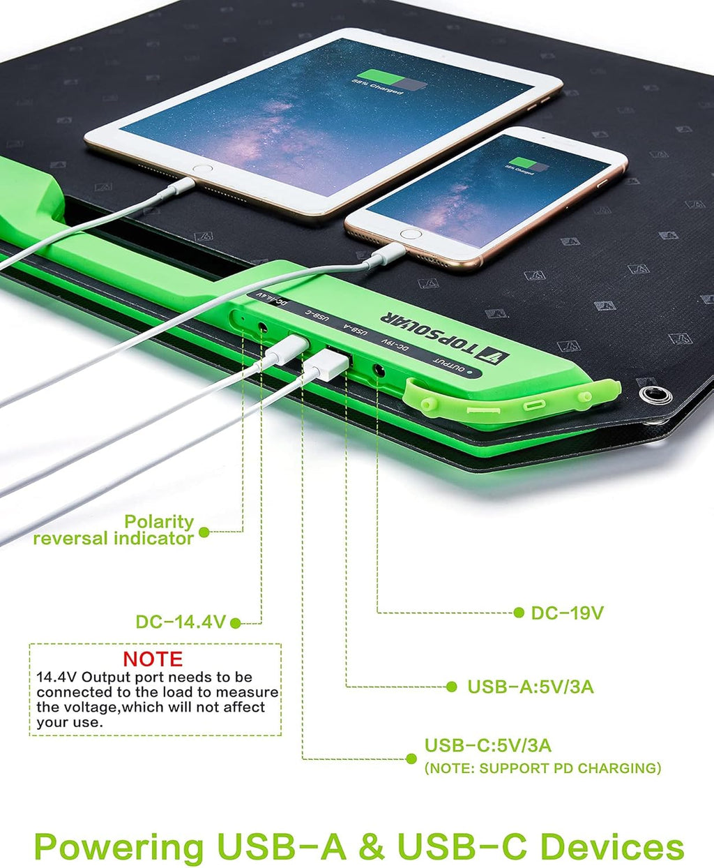 60W Foldable Portable Solar Panel Charger Kit with Dual USB Ports T964380
