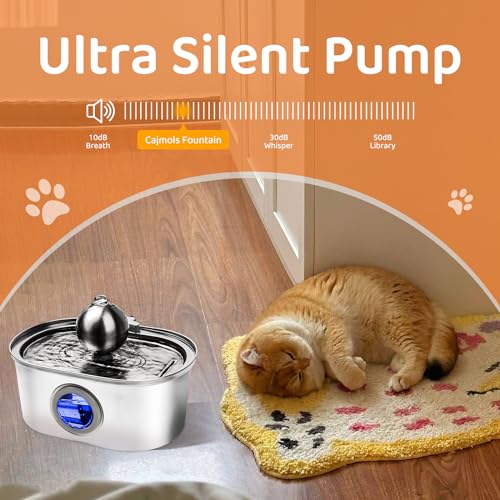 108oz/3.2L Stainless Steel Cat Water Fountain with Water Level Window Q886