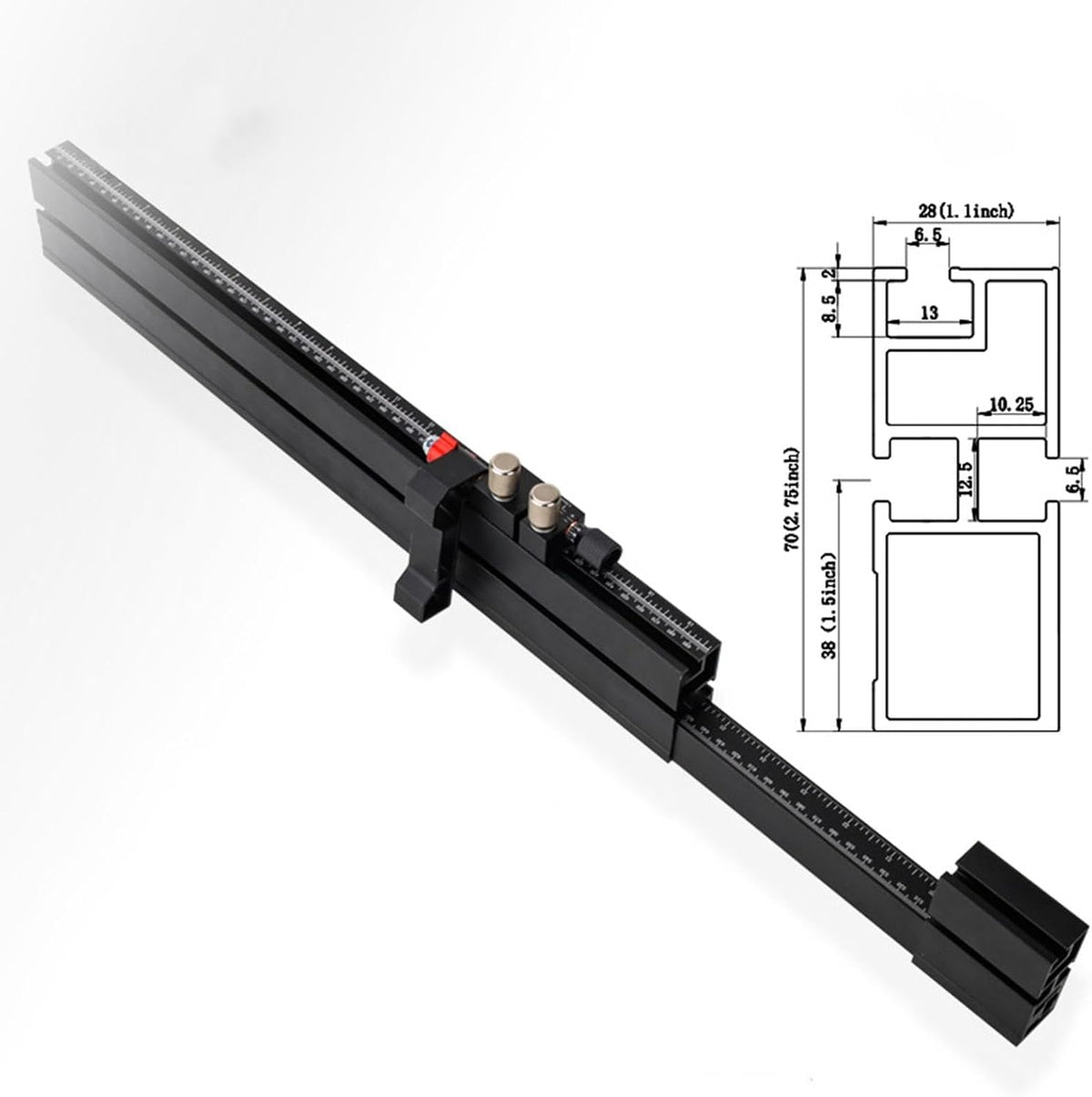 Telescoping Double Sided Scale Table Saw Miter Gauge Fence Q346