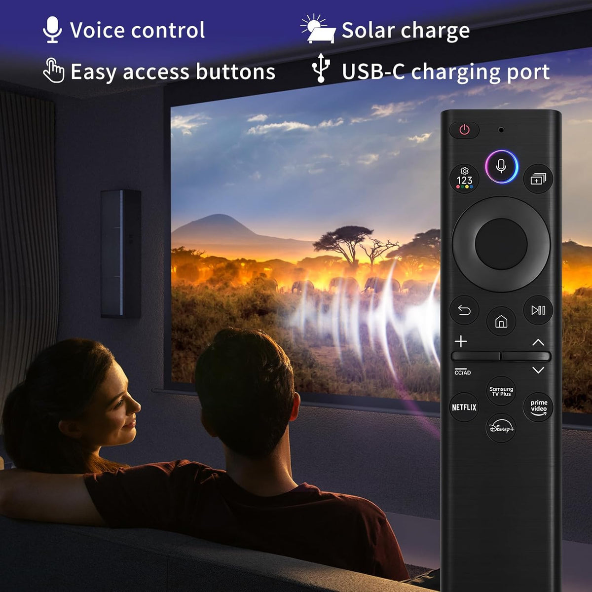 Black Solar Voice Remote Control for Samsung TV O93912