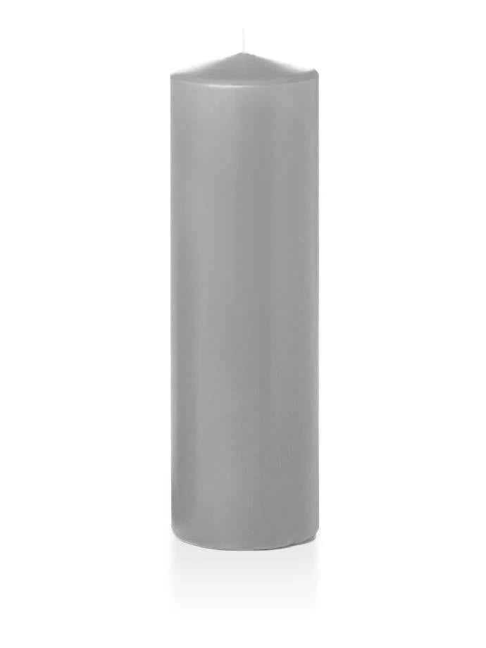 Set of 12 Light Gray Pillar Candles K770373