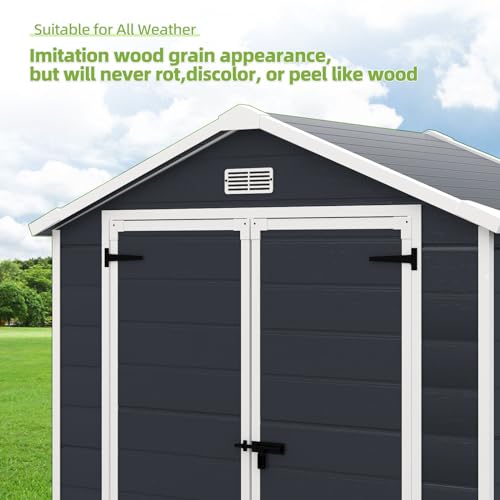 LightGray Resin Outdoor Storage Shed 6x4.4FT with Floor M388