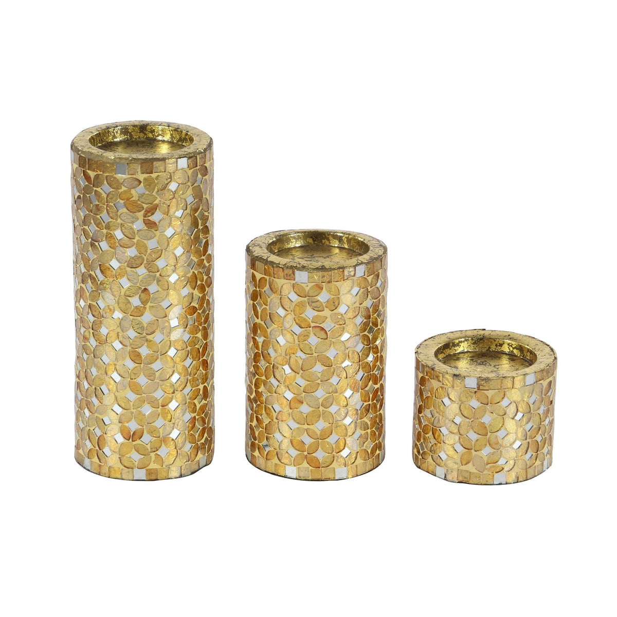 Metal Mosaic Candle Holders Set of 3 B72414