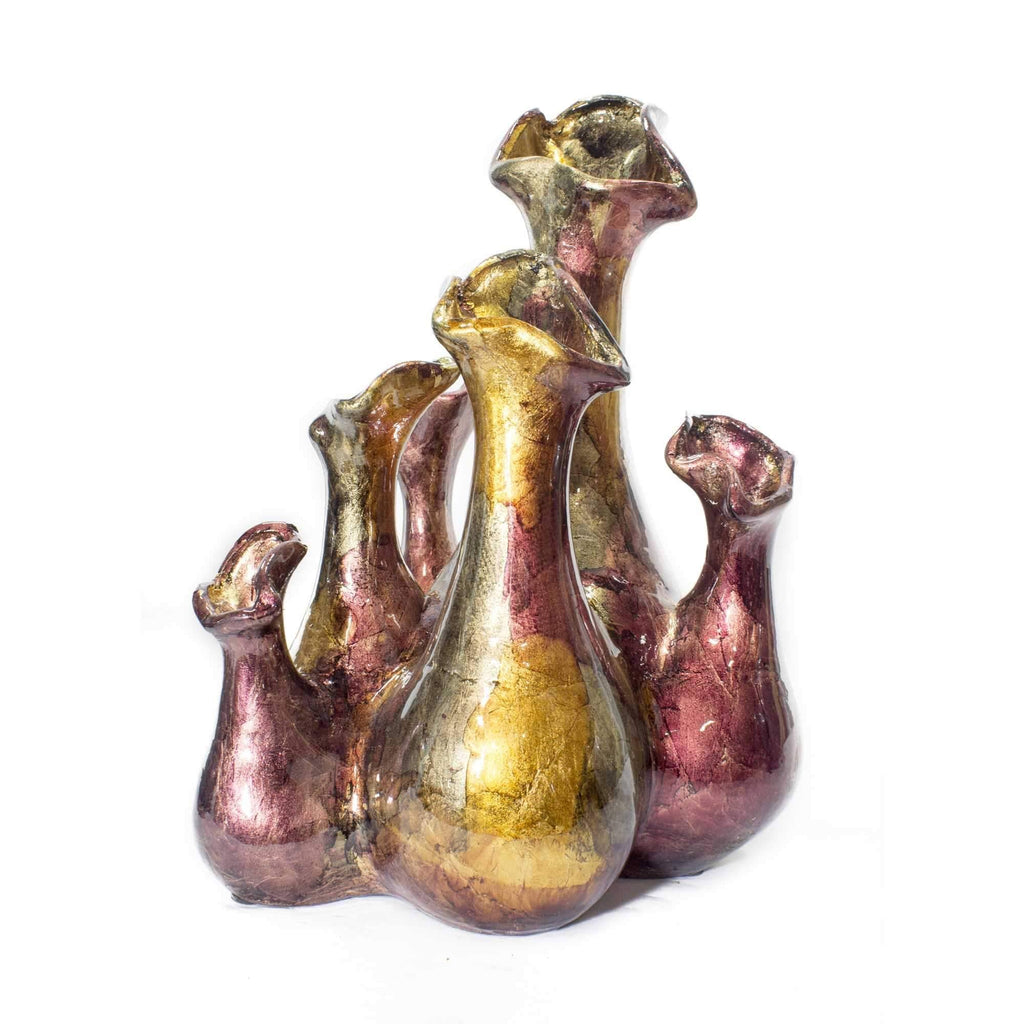 Copper Red Gold Ceramic 5-Bud Vase C469419