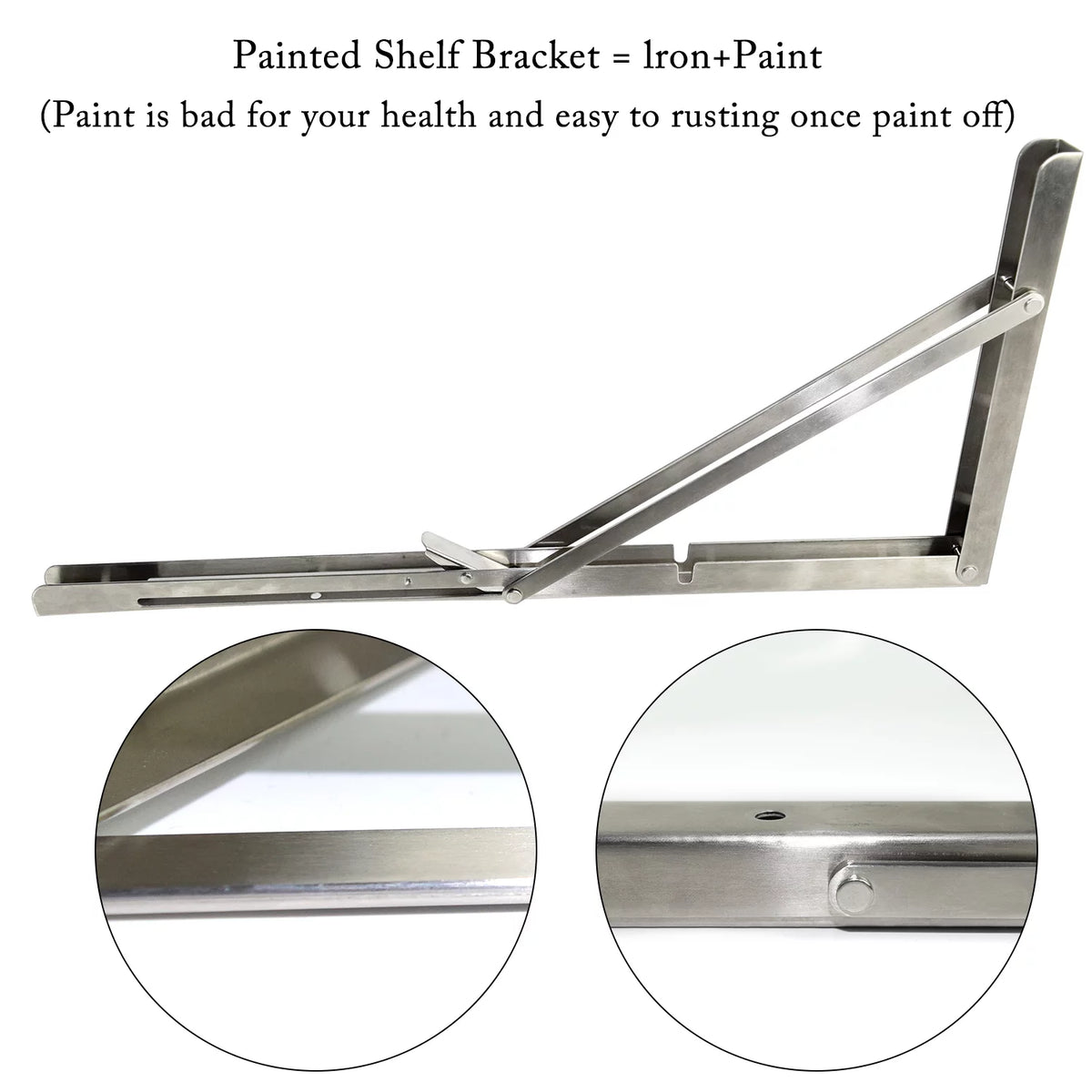 20" Heavy Duty Stainless Steel Folding Shelf Brackets, Pack of 2 A8303
