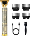 Cordless Hair & Beard Trimmer with 4 Guide Combs, Rechargeable T-Blade Hair Clippers, Bronze K883673