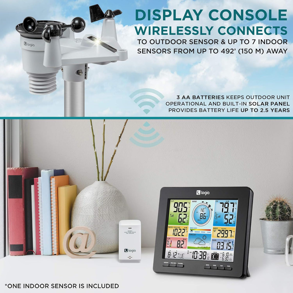 7-in-1 Wi-Fi Solar Weather Station with Color Console N254682