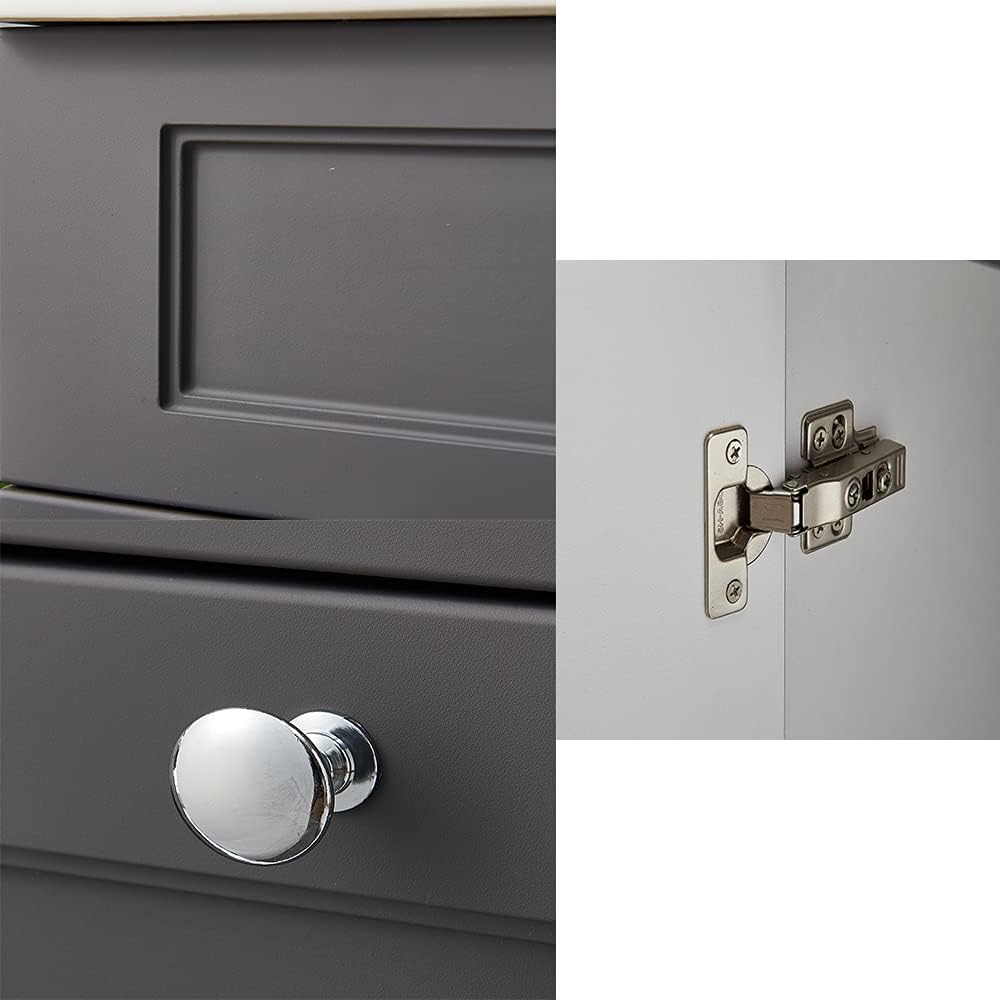 36 Grey Bathroom Vanity Sink Cabinet Set with White Ceramic Countertop O247737