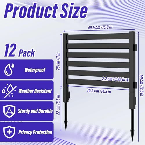 Black Plastic Fence Panels 12 Pack J7164